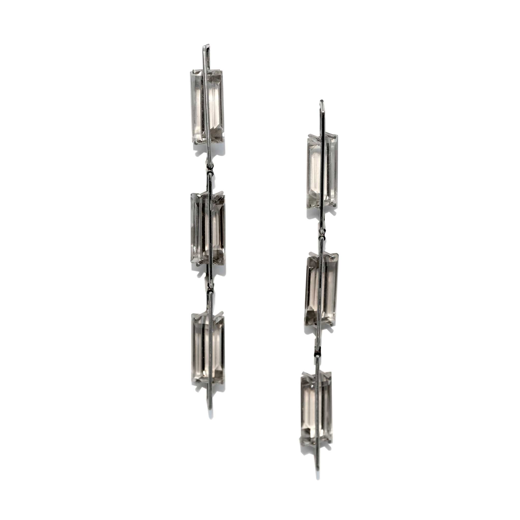 White Quartz and Stainless-Steel 3 Stories Earrings